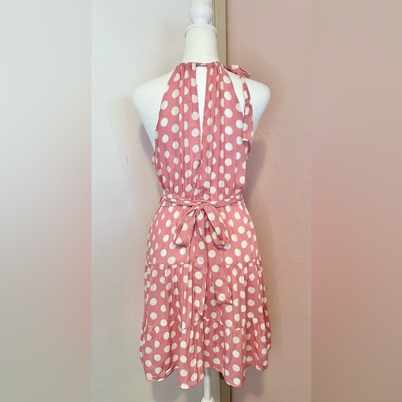 SHEIN VCAY Polka Dot Tie Back Ruffle Hem Belted Dress - Picture 13 of 15